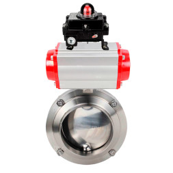 Затвор дисковый поворотный WBV3131S-2W-W-H Ду15 Ру10 под приварку, пищевая нержавеющая сталь 304, уплотнение – Silicon, с пневмоприводом PA-DA-065 и БКВ APL-410N EX