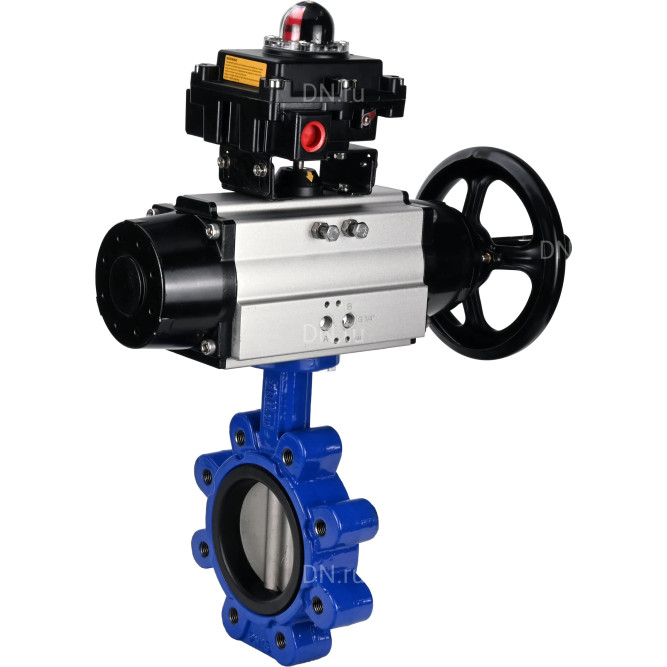 Затвор дисковый поворотный WBV1631E-2W-Fb-H Ду150 Ру16 LUG корпус - чугун QT450, диск - нержавеющая сталь 304, уплотнение - EPDM, с пневмоприводом PA-DA-105-1 и БКВ APL-410N EX в Хабаровске