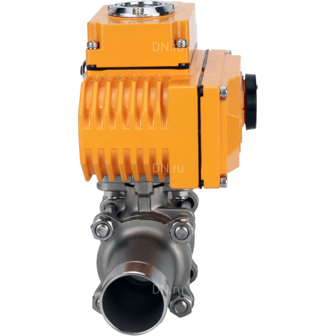 Кран шаровой BV3131P(3pc)-FP-W-ISO-H LONG Ду150 Ру16 полнопроходной, корпус - нержавеющая сталь 304, уплотнение - PTFE, под приварку, с электроприводом QT-N-040EM-O1-24VDC-У1 в Хабаровске