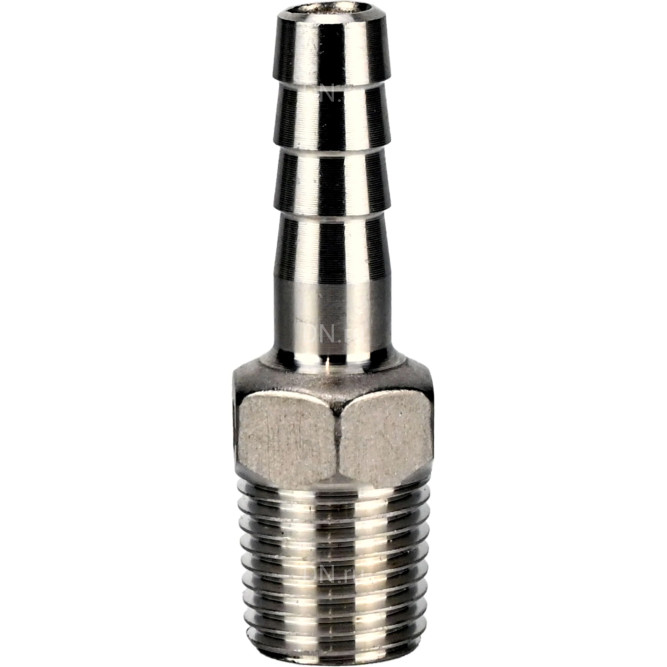 Штуцер елочка BF31-T-3/8-12 3/8″х12мм Ду10 Ру16 шланговый, корпус - нержавеющая сталь AISI 304 (CF8), присоединение - наружная резьба/штуцер в Хабаровске