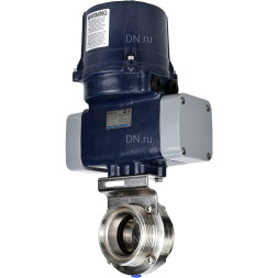 Затвор дисковый поворотный WBV3131S-2W-T-H Ду20 Ру10 резьбовой, корпус - пищевая нерж. сталь AISI 304, диск - нерж. сталь AISI 304, уплотнение - Silicon, с электроприводом четвертьоборотным QTSA-N-003EM-O0-220VAC с пружинным возвратом