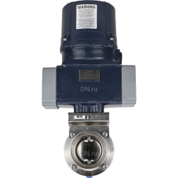 Затвор дисковый поворотный WBV3131S-2W-T-H Ду20 Ру10 резьбовой, корпус - пищевая нерж. сталь AISI 304, диск - нерж. сталь AISI 304, уплотнение - Silicon, с электроприводом четвертьоборотным QTSA-N-003EM-O0-220VAC с пружинным возвратом