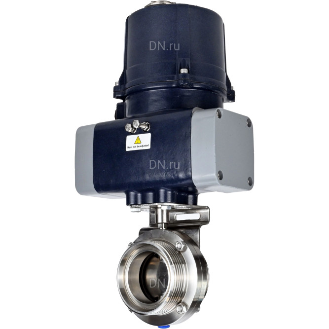 Затвор дисковый поворотный WBV3131S-2W-T-H Ду25 Ру10 резьбовой, корпус - пищевая нерж. сталь AISI 304, диск - нерж. сталь AISI 304, уплотнение - Silicon, с электроприводом четвертьоборотным QTSA-N-003EM-O0-220VAC с пружинным возвратом в Хабаровске
