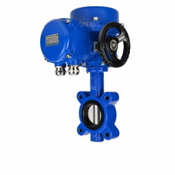 Затвор дисковый поворотный WBV1631E-2W-Fb-H Ду125 Ру16 LUG межфланцевый, корпус - чугун QT450, диск - нержавеющая сталь AISI 304, уплотнение - EPDM, с электроприводом QT-N-015M-O2-380VAC-У1 с моментной муфтой и штурвалом