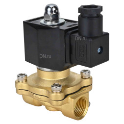 Клапан электромагнитный VS300-NT-NO-220VAC 1 1/4″ Ду32 Ру10, соленоидный двухходовой, корпус - латунь, уплотнение - NBR, резьбовой, нормально-открытый, прямого действия, катушка - 220В