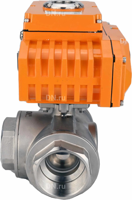 Кран шаровой BV3232P(4pc)-SP-3WL-T-ISO-H Ду20 Ру63 стандартнопроходной L-тип, трехходовой, нержавеющая сталь SS316, внутренняя резьба, уплотнение - PTFE, с эл. приводом E34-N-005EM-O1-220VAC-У1 в Хабаровске