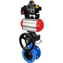 Затвор дисковый поворотный WBV1313E-2W-F-H Ду150 Ру16 фланцевый, корпус - чугун GGG40, диск - чугун GGG40, EPDM, с пневмоприводом PA-DA-130, пневмораспределителем 4M310-08 AC220V, БКВ APL-410N EX и ручным дублером MON1-250-T26-ISO
