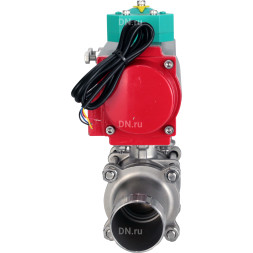 Кран шаровой BV3131P(3pc)-FP-W-ISO-H LONG Ду50 Ру40 полнопроходной, корпус - нержавеющая сталь 304, уплотнение - PTFE, под приварку, с пневмоприводом PA-DA-083 и магнитным переключателем ALS200D