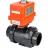 Кран шаровой BV4242E-FP-GRM-ISO Дн25 Ру10 полнопроходной, корпус - НПВХ, шар - НПВХ, уплотнение - EPDM, с электроприводом QT-N-003EM-O1-220VAC-У1 MINI в Хабаровске