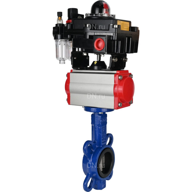 Затвор дисковый поворотный WBV1432E-2W-Fb-H Ду50 Ру16, корпус - чугун GGG50, диск - нержавеющая сталь 316L, уплотнение - EPDM, с пневмоприводом PA-DA-065, пневмораспределителем 4M310-08 DC24V, БКВ APL-410N EX, БПВ AFC2000 в Хабаровске