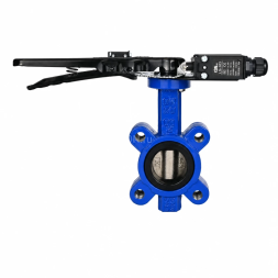 Затвор дисковый поворотный WBV1616E-2W-Fb-H Ду50 Ру16 LUG межфланцевый, корпус - чугун QT450, диск - чугун QT450, уплотнение - EPDM, с рукояткой и двумя концевыми датчиками LS-103 250В