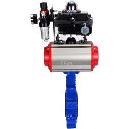 Затвор дисковый поворотный WBV1616E-2W-Fb-H Ду150 Ру16 LUG корпус - чугун QT450, диск - чугун QT450, уплотнение - EPDM, с пневмоприводом PA-DA-105, пневмораспределителем 4M310-08 DC24V, БКВ APL-410N EX и БПВ AFC2000