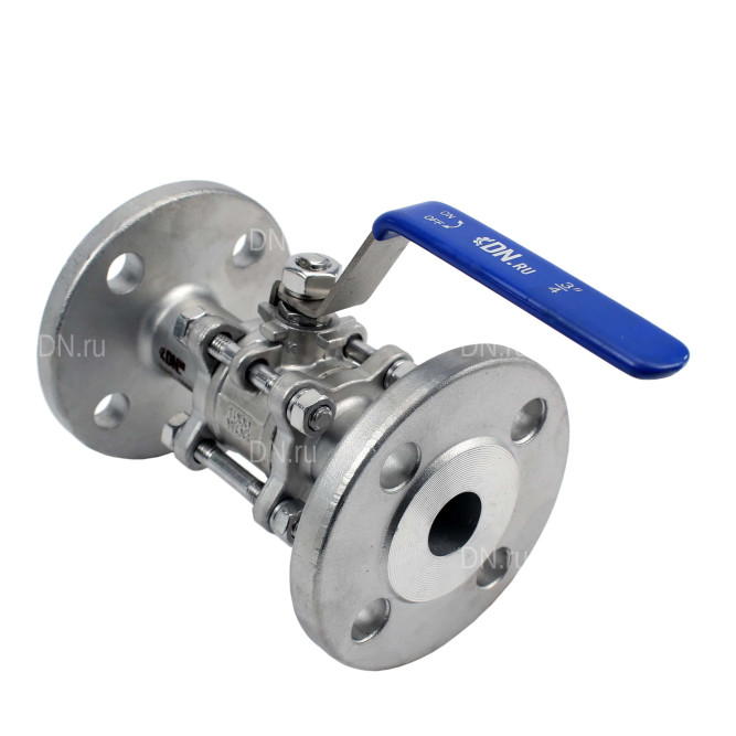 Кран шаровой BV3131P(3pc)-FP-F-H Ду25 Ру40, полнопроходной, трехсоставной, сталь 304, уплотнение - PTFE, фланцевый с рукояткой в Хабаровске