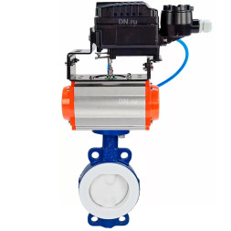 Затвор дисковый поворотный WBV3434Pf-2W-Fb-H Ду80 Ру16 корпус - углеродистая сталь WCB, диск - углеродистая сталь WCB, футерованный PTFE, уплотнение - PTFE, с пневмоприводом PA-SA-105 и позиционером YT-1000RSN с обратной связью