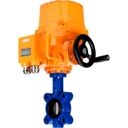 Затвор дисковый поворотный WBV1631E-2W-Fb-H Ду100 Ру16 LUG межфланцевый, корпус - чугун QT450, диск - нержавеющая сталь 304, уплотнение - EPDM, с электроприводом QT-EX-010EM-O2-220VAC-У1 220В