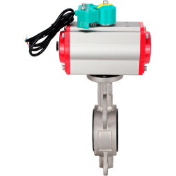 Затвор дисковый поворотный WBV3131E-2W-Fb-H Ду150 Ру16 корпус - нержавеющая сталь 304, диск - нержавеющая сталь 304, уплотнение - EPDM, с пневмоприводом PA-DA-105, пневмораспределителем 4M310-08 DC24V и магнитным переключателем ALS200D