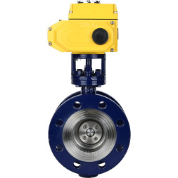 Затвор дисковый поворотный с тройным эксцентриситетом WBV3EX-3432M-1W-F-ISO Ду65 Ру25 фланцевый, корпус - углеродистая сталь WCB, диск - нержавеющая сталь 316, METAL, с четвертьоборотным электроприводом QT-N-010EM-O1-380VAC-У1 380В