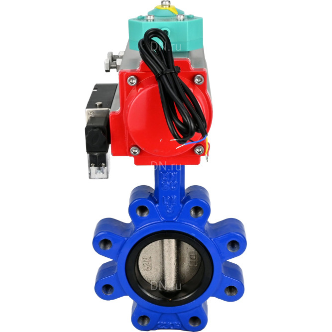 Затвор дисковый поворотный WBV1616E-2W-Fb-H Ду65 Ру16 LUG корпус - чугун QT450, диск - чугун QT450, уплотнение - EPDM, с пневмоприводом PA-DA-065, пневмораспределителем 4M310-08 DC24V и магнитным переключателем ALS200D в Хабаровске