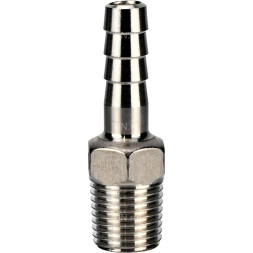 Штуцер елочка BF31-T-3/4-25 3/4″х25мм Ду20 Ру16 шланговый, корпус - нержавеющая сталь AISI 304 (CF8), присоединение - наружная резьба/штуцер