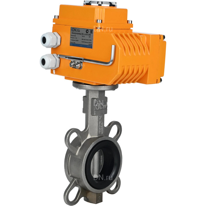 Затвор дисковый поворотный WBV3131V-2W-Fb-H Ду125 Ру16 межфланцевый, корпус - нержавеющая сталь 304, диск - нержавеющая сталь 304, уплотнение - VITON, с электроприводом QT-N-015EM-O1-220VAC-У1 220В HARK в Хабаровске