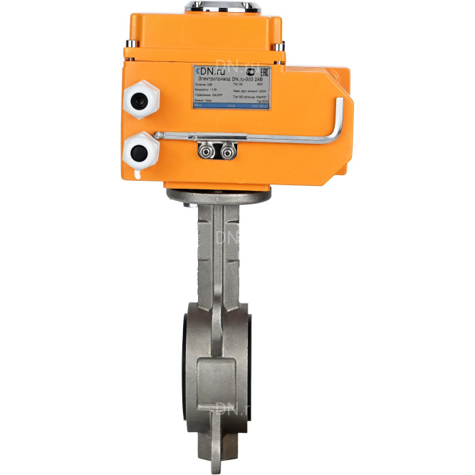 Затвор дисковый поворотный WBV3131V-2W-Fb-H Ду125 Ру16 межфланцевый, корпус - нержавеющая сталь 304, диск - нержавеющая сталь 304, уплотнение - VITON, с электроприводом QT-N-015EM-O1-220VAC-У1 220В HARK в Хабаровске