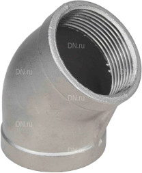 Отвод (полуотвод) ВР-ВР-304 1 1/4″ Ду32 Ру16 угол 45°, корпус - нержавеющая сталь 304, присоединение - внутренняя / внутренняя резьба