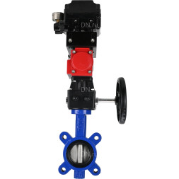 Затвор дисковый поворотный WBV1631E-2W-Fb-H Ду50 Ру16 LUG корпус - чугун QT450, диск - нержавеющая сталь 304, уплотнение - EPDM, с пневмоприводом PA-DA-065, редуктором MON1-250-T26-ISO и позиционером YT-1000RSN с обратной связью