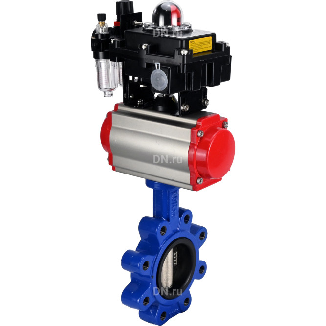 Затвор дисковый поворотный WBV1616E-2W-Fb-H Ду80 Ру16 LUG корпус - чугун QT450, диск - чугун QT450, уплотнение - EPDM, с пневмоприводом PA-SA-105, пневмораспределителем 4M310-08 DC24V, БКВ APL-410N EX и БПВ AFC2000 в Хабаровске