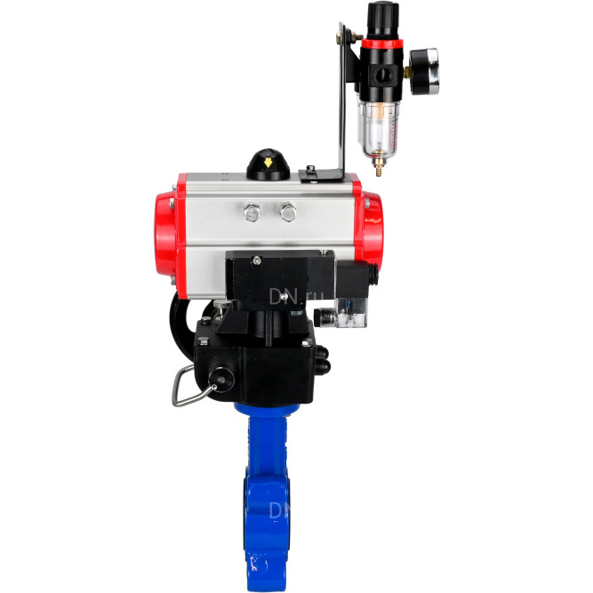 Затвор дисковый поворотный WBV1616E-2W-Fb-H Ду80 Ру16 LUG корпус - чугун QT450, диск - чугун QT450, уплотнение - EPDM, с пневмоприводом PA-DA-083, пневмораспределителем 4M310-08 DC24V, дублером MON2-450-T28-ISO и БПВ AFC2000 в Хабаровске