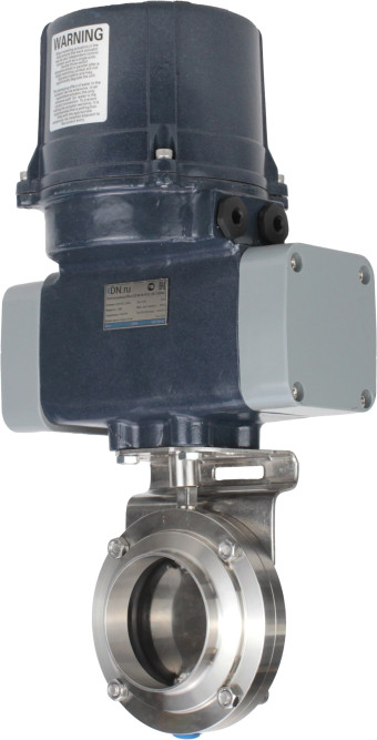 Затвор дисковый поворотный WBV3131E-2W-C-H Ду65 Ру10 кламповый, корпус - пищевая нержавеющая сталь AISI 304, диск - нержавеющая сталь AISI 304, уплотнение - EPDM, с электроприводом четвертьоборотным QTSA-N-003EM-O0-220VAC с пружинным возвратом в Хабаровске