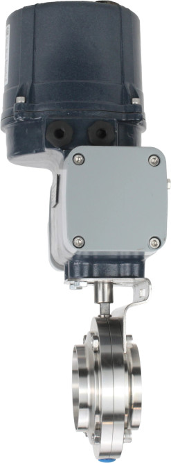 Затвор дисковый поворотный WBV3131E-2W-C-H Ду65 Ру10 кламповый, корпус - пищевая нержавеющая сталь AISI 304, диск - нержавеющая сталь AISI 304, уплотнение - EPDM, с электроприводом четвертьоборотным QTSA-N-003EM-O0-220VAC с пружинным возвратом в Хабаровске