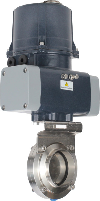Затвор дисковый поворотный WBV3131E-2W-C-H Ду65 Ру10 кламповый, корпус - пищевая нержавеющая сталь AISI 304, диск - нержавеющая сталь AISI 304, уплотнение - EPDM, с электроприводом четвертьоборотным QTSA-N-003EM-O0-220VAC с пружинным возвратом в Хабаровске