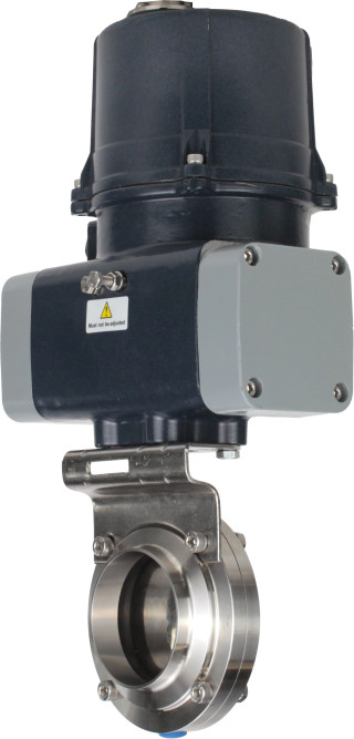 Затвор дисковый поворотный WBV3131E-2W-C-H Ду65 Ру10 кламповый, корпус - пищевая нержавеющая сталь AISI 304, диск - нержавеющая сталь AISI 304, уплотнение - EPDM, с электроприводом четвертьоборотным QTSA-N-003EM-O0-220VAC с пружинным возвратом в Хабаровске