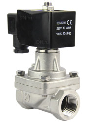 Клапан электромагнитный VS731-PT-NC-24VAC 1/2″ Ду15 Ру6 прямого действия двухходовой, корпус - сталь нержавеющая 304, присоединение - внутренняя резьба, уплотнение - PTFE, нормально-закрытый, катушка - 24 В AC
