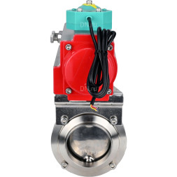 Затвор дисковый поворотный WBV3131S-2W-W-H Ду80 Ру10 под приварку, пищевая нержавеющая сталь 304, уплотнение - Silicon, с пневмоприводом PA-DA-052 и магнитным переключателем ALS200D