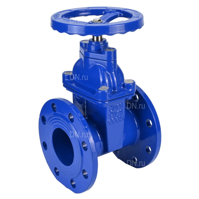 Задвижка клиновая 30ч39р (аналог МЗВ) GVWN1414E-2W-F-S blue Ду150 Ру10/16 фланцевая, корпус - чугун GGG50, уплотнение - EPDM, со штурвалом и невыдвижным штоком, цвет - синий в Хабаровске