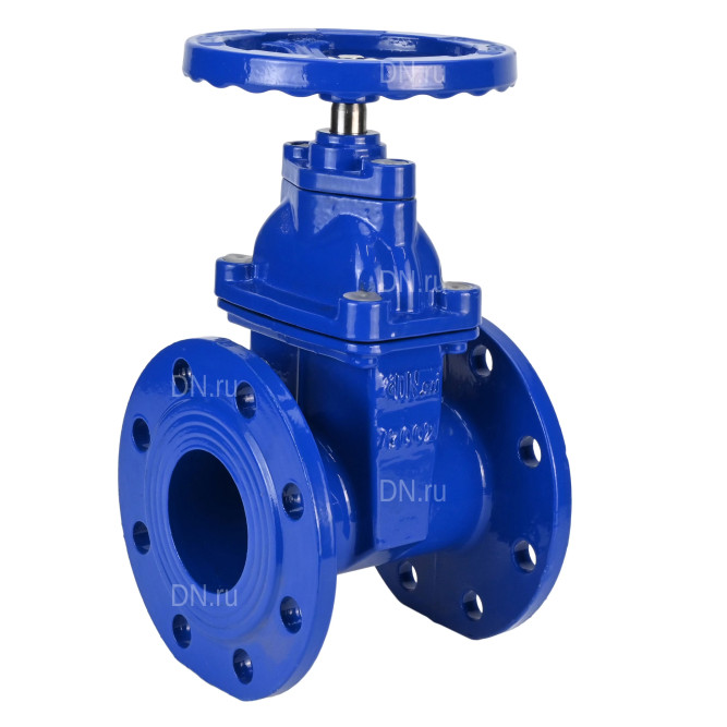 Задвижка клиновая 30ч39р (аналог МЗВ) GVWN1414E-2W-F-S blue Ду150 Ру10/16 фланцевая, корпус - чугун GGG50, уплотнение - EPDM, со штурвалом и невыдвижным штоком, цвет - синий в Хабаровске