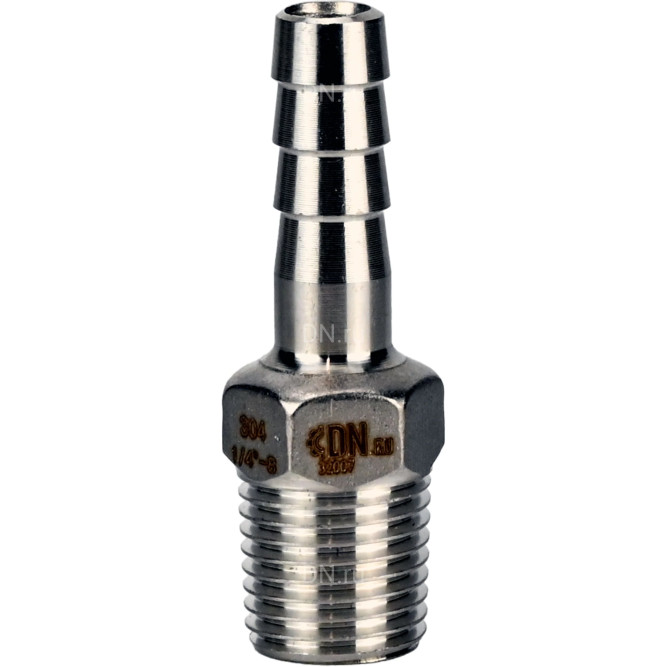 Штуцер елочка BF31-T-1 1/4-25 1 1/4″х25мм Ду32 Ру16 шланговый, корпус - нержавеющая сталь AISI 304 (CF8), присоединение - наружная резьба/штуцер в Хабаровске
