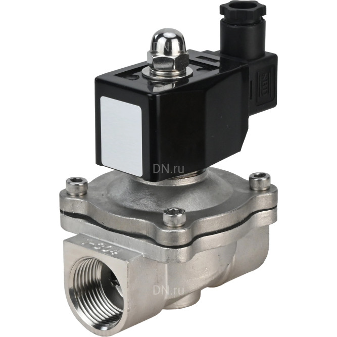 Клапан электромагнитный VS331-VT-NO-220VAC 3/8″ Ду10 Ру10, соленоидный двухходовой, корпус - нержавеющая сталь 304, уплотнение - Viton, резьбовой, нормально-открытый, прямого действия, катушка - 220В в Хабаровске