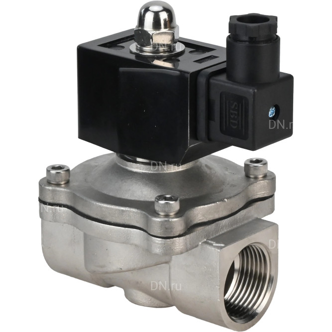 Клапан электромагнитный VS331-VT-NO-220VAC 3/8″ Ду10 Ру10, соленоидный двухходовой, корпус - нержавеющая сталь 304, уплотнение - Viton, резьбовой, нормально-открытый, прямого действия, катушка - 220В в Хабаровске