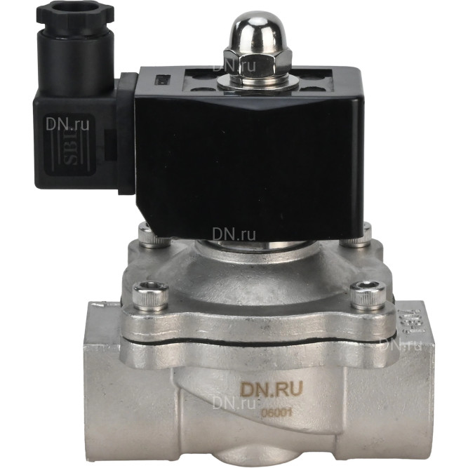 Клапан электромагнитный VS331-VT-NO-220VAC 3/8″ Ду10 Ру10, соленоидный двухходовой, корпус - нержавеющая сталь 304, уплотнение - Viton, резьбовой, нормально-открытый, прямого действия, катушка - 220В в Хабаровске