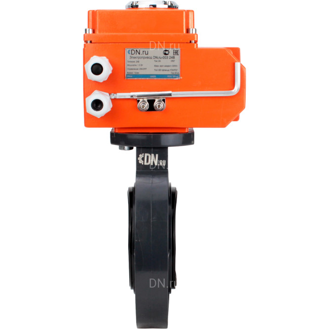Затвор дисковый поворотный WBV4242E-2W-Fb-ISO Дн50 Ру10 межфланцевый, корпус - НПВХ, диск - НПВХ, уплотнение - EPDM, с электроприводом QT-N-003EM-O1-24VDC-У1 HARK в Хабаровске