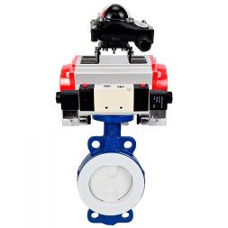 Затвор дисковый поворотный WBV3434Pf-2W-Fb-R Ду150 Ру16 корпус - углеродистая сталь WCB, диск - углеродистая сталь WCB, футерованный PTFE, уплотнение - PTFE, с PA-SA-140, 4V320-08 AC220V и APL-210N