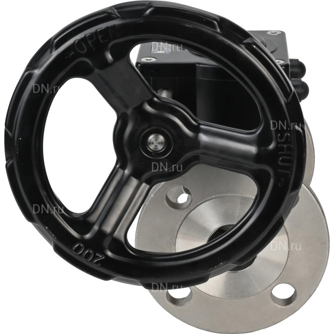 Кран шаровой BV3131P(3pc)-FP-F-ISO-H Ду32 Ру40 трехсоставной из нержавеющей стали SS304, фланцевый, уплотнение - PTFE, полнопроходной с ISO-фланцем и редуктором HAM RQN1-180Z-T40 в Хабаровске