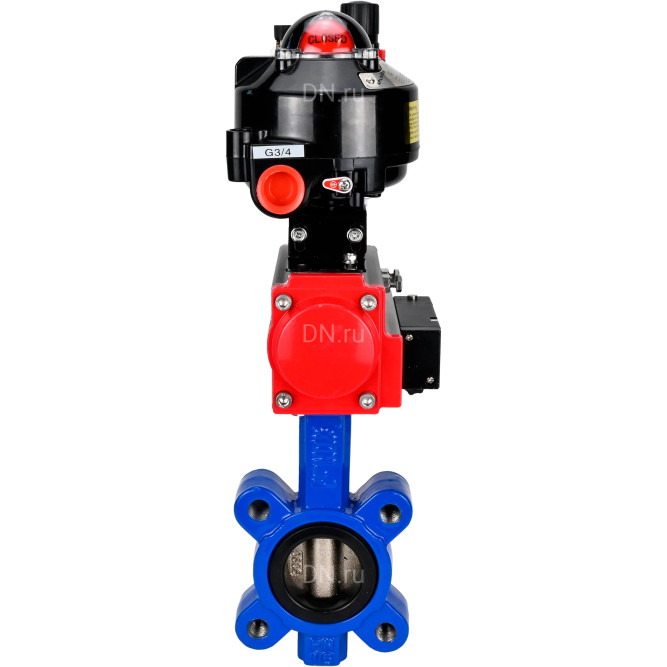 Затвор дисковый поворотный WBV1616N-2W-Fb-H Ду65 Ру16 LUG корпус - чугун QT450, диск - чугун QT450, уплотнение - NBR, с пневмоприводом PA-SA-105, пневмораспределителем 4M310-08 DC24V, БКВ APL-510N EX и БПВ AFC2000 в Хабаровске