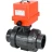 Кран шаровой BV4242E-FP-GRM-ISO Дн32 Ру10 полнопроходной, клеевой с разборным муфтовым соединением, корпус - НПВХ, шар - НПВХ, уплотнение - EPDM, с электроприводом QT-N-003EM-O1-220VAC-У1 MINI в Хабаровске
