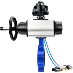 Затвор дисковый поворотный WBV1631E-2W-Fb-H Ду150 Ру16 LUG корпус - чугун QT450, диск - нержавеющая сталь 304, уплотнение - EPDM, с пневмоприводом PA-DA-105-1, пневмораспределителем 4V320-10 AC220V и БКВ APL-510N EX