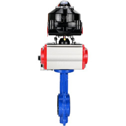 Затвор дисковый поворотный WBV1132N-2W-Fb-H Ду125 Ру16, корпус - чугун GG25, диск - нержавеющая сталь 316L, уплотнение - NBR, с пневмоприводом PA-DA-105 двойного действия, пневмораспределителем 4M310-08 AC220V, БКВ APL-510N-EX