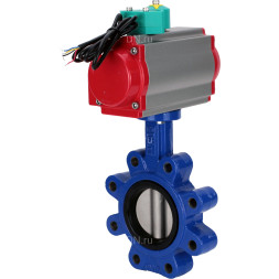 Затвор дисковый поворотный WBV1631N-2W-Fb-H Ду80 Ру16 LUG корпус - чугун QT450, диск - нержавеющая сталь 304, уплотнение - NBR, с пневмоприводом PA-DA-083 и магнитным переключателем ALS200D