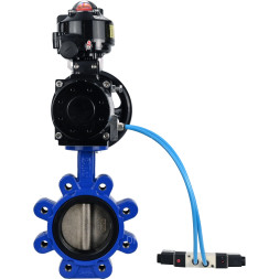 Затвор дисковый поворотный WBV1616E-2W-Fb-H Ду150 Ру16 LUG корпус - чугун QT450, диск - чугун QT450, уплотнение - EPDM, с пневмоприводом PA-DA-105-1, пневмораспределителем 4V320-08 AC220V, БКВ APL-510N EX и БПВ AFC2000
